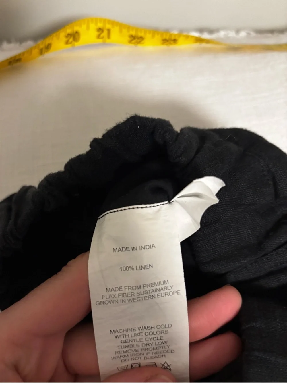 Quince European Linen Black Cropped  Pull-On Pants ankle length